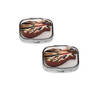 Guitar British Flag Square Mini Medicine Box, Lightweight to Carry, Durable and Long-Lasting