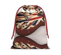 Guitar British Flag Ultra Soft Velvet Gift Bag, Stylish Design, Preferred For Holidays