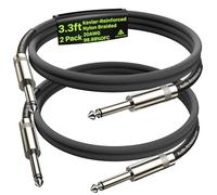 Guitar Cable 3.3ft 2 Pack Neutrik Professional Lean Connector, Kevlar Reinforced Nylon Braided Instrument Cable, 1/4" Electric Guitar Cable, Bass Guitar AMP Cord, 20AWG, OFC