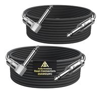Guitar Cable 4.5M Guitar Lead 2 Pack, Neutrik REAN Connectors, Inside Double Shielded Instrument Cable Right Angle, Kevlar-Reinforced Braided Jack Lead, Better Solder for Electric Guitar Amp, Bass