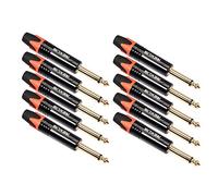 Guitar Cable LLD 10 PCS TC202 6.35mm Gold-plated Mono Sound Welding Audio Adapter Plug(Black) Guitar pedal connector (Color : Orange)