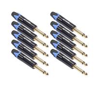 Guitar Cable LLD 10 PCS TC202 6.35mm Gold-plated Mono Sound Welding Audio Adapter Plug(Black) Guitar pedal connector (Color : Blue)