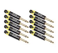 Guitar Cable LLD 10 PCS TC202 6.35mm Gold-plated Mono Sound Welding Audio Adapter Plug(Black) Guitar pedal connector (Color : Yellow)