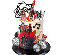 Guitar Cake Toppers Music Theme Birthday Cake Toppers Electric Guitar Model Rock And RollCake Decorations For Rockstar Theme Party Guitar Party Bass Party Supplies (Red)