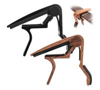 Guitar Capo 2 Pack, Quick Release Capo for Acoustic & Electric Guitars, Bass, Buzz-Free Aluminum Alloy with Silicone Cushion, Black & Rosewood
