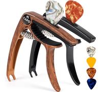Guitar Capo, 3in1 Zinc Metal Capo for Acoustic and Electric Guitars (with Pick Holder and 4Picks),Ukulele,Mandolin,Banjo,Guitar Accessories (Rosewood+Black)