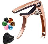 Guitar Capo Acoustic Capo Electric Guitars Capo Premium Zinc Alloy Guitar Accessories for Acoustic and Electric Guitars Ukulele Mandolin Banjo Bass (Rose Gold with 6 Picks)