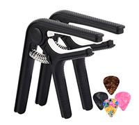 Guitar Capo, Black Plastic steel Capo for Acoustic Guitar and Electric Guitar and Ukulele, 2 Capo pack and include 4 Guitar Picks,