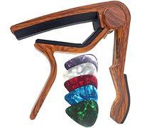Guitar Capo for Acoustic and Electric Guitars - Rosewood Color with 5 Picks