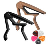 Guitar Capo for Acoustic, Classical, Electric Guitars, Ukulele, Mandolin, Banjo, and other string musical instruments, Quick Release, Memory Silicone Pad, Buzzing-Free (Black & Rosewood)