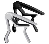 Guitar Capo for Acoustic, Classical, Electric Guitars, Ukulele, Mandolin, Banjo, and other string musical instruments, Quick Release, Memory Silicone Pad, Buzzing-Free (Black & Silver)