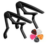 Guitar Capo for Acoustic, Classical, Electric Guitars, Ukulele, Mandolin, Banjo, and other string musical instruments, Quick Release, Memory Silicone Pad, Buzzing-Free (Black & Black)