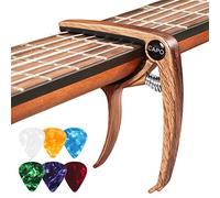 Guitar Capo for Acoustic, Electric, Ukulele - Metal Wood Capo with 6 Picks