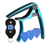 Guitar Capo, Meeland Purple Aluminium Guitar Capo Key Clamp for Acoustic Guitar/electric guitar/Ukulele/Bass With Guitar Picks and Leather Picks Holder and Bridge Pins Puller Included (Blue)