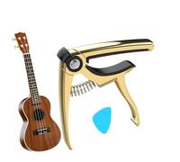 Guitar Capo, Multi-Functional 4-in-1 Ukulele Clamp Tuning Pick, 8 x 9.5 cm/3.15 x 3.74 Inches String Tuner Accessory, for Professionals, Beginners Abs+Metal+Silicone