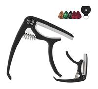 Guitar Capo, Single Hand Capo - Universal String Instruments for 6 String Bass Guitar Electric Mandolin Ukulele Banjo Bass Guitar Picks Holder with 5 Picks Holder