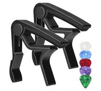 Guitar Capo Sliding Moving Capo Great For Electric Guitar Beginners Tunings Tone Clip With 5 Plectrums Rolling Adjustable For Acoustic Sliding Moving Picks Plectrums