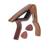 Guitar Capo Small Portable Noiseless Silicone Pad Spring Loaded Capo for Acoustic Guitar Professional Musicians Dark Wood Color Lightweight Aluminum Alloy