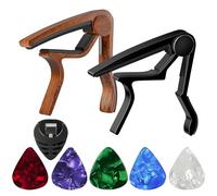 Guitar Capos, 2PCS Capos,10PCS Guitar Picks and 1PC Portable Pick Case, Essential Accessories for Acoustic,Electric & Classical Guitars