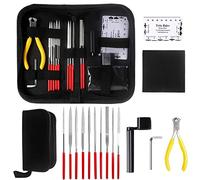 Guitar Care and Maintenance Accessories Tools Set Kit With Guitar Needle File String Action Ruler Gauge String Winder and Cutter Guitar Wrench For Guitar Ukelele Bass Stringed Instruments (15 pcs)