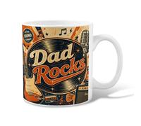 Guitar Ceramic Coffee Mug Vintage Rock Vinyl with Microphone Father's Day Hot Chocolate Mug with Handle Ideal for Friends, Family, Lovers, Elders, Colleagues