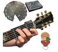 Guitar Chord Cards, Guitar Pick, Learning and Practicing Guitar Kit Includes Chord Cards Finger Protectors Picks Pick Box and Cleaning Cloth Suitable for Beginners (black)