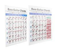 Guitar Chord Chart, Guitar Chord Poster 4-String Electric Reference Paper Exercise Tool Bass Guitar Chords Chart Guitar Practice for Beginners