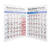 Guitar Chord Chart, Guitar Chord Poster 4-String Electric Reference Paper Exercise Tool Bass Guitar Chords Chart for Beginners