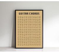 Guitar Chord Poster, Guitar Chord Chart Ultimate, Guitar Chord Print, Guitar Birthday Gift (Vintage, A3, 297mm x 420mm)