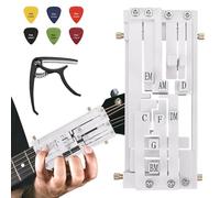Guitar Chord Trainer for Beginners, Guitar Chord Presser with 6Pcs Guitar Plectrum and 1 Pitch Clip, Guitar Learning Aids Tools Kit for Beginner (White)