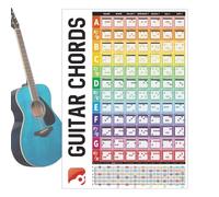 Guitar Chords, Colorful Fully Illustrated Guitars Theory Poster, Multifunctional Guitars Cheat Sheet, Bass Guitar Chord Chart for Creative Composition