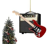 Guitar Christmas Ornament, Christmas Guitar Decorations, 2D Acrylic Guitar Pendant, Rockin'Around The Guitar Christmas Tree Ornament for Music Lovers