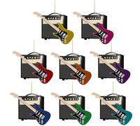 Guitar Christmas Tree Ornament | 8 Pieces Guitar Ornaments | 2D Acrylic Electric Guitars Musical Christmas Tree Decorations | Rockin'Around The Guitars Hanging Pendant for Guitarist and Music Lovers