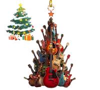 Guitar Christmas Tree Ornament,Acrylic Guitar Christmas Decorations,Acrylic Rock Guitar Christmas Tree Ornament,Christmas Decorations for Tre-e,Xmas Party Guitar Musical Instrument Orna/ment Gifts