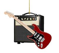 Guitar Christmas Tree Ornament | Guitar Ornaments | 2D Acrylic Electric Guitars Musical Christmas Tree Decorations | Rockin'Around The Guitars Hanging Pendant for Guitarist and Music Lovers