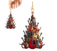 Guitar Christmas Tree Ornament, Multicolored Electric Guitar Collection Design, Metal Star Topper, Holiday Decoration, 8.15 x 4 cm (1PCS)