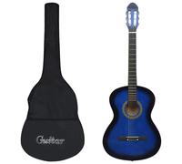 Guitar Classical 4/4 (39") Blue Basswood Nylon Beginner Set with Deluxe Bag Kit.