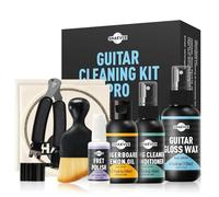 Guitar Cleaning Kit for Extends Fretboard & String Life | Gloss Wax, Fret Polish, Fingerboard Lemon Oil, String Cleaner Oil, Masking Tape, Cleaning Brush & Cloth