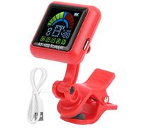 Guitar Clipon Tuner,USB Rechargeable Builtin Battery,for Guitar Bass Ukulele Violin Banjo Chromatic Tuner with LCD Color Display Digital Tuner for Stringed Instruments Accessories (AT-102 red)