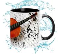 Guitar Coffee Cup - 350ml Ceramic Music Lover Mug | Violin Piano Instrument Mug for Tea Coffee, Decor Gift for Musicians, Singers, Teachers, Coworkers, Friends, Birthday Surprise