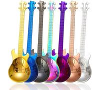 Guitar Coffee Teaspoons, 7pcs Colorful Stainless Steel Musical Coffee Spoons Cute Tea Spoons Set Stirring/Mixing/Sugar/Dessert/Jam/Ice Cream Spoon