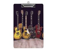 Guitar Collection Clipboard for Office, Home, Acrylic A4 Clipboard with Stainless Steel Hanging Holes, Durable Clipboards for Notes, Exams, Sheet Music 12.5" X 8.5"