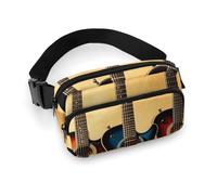 Guitar Collection Fanny Pack for Women Men Waist Bag Belt Bag Adjustable Casual Bag for Travel Sports Hiking, white, 7.9x5.1inches
