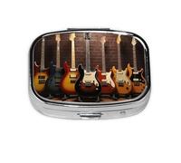Guitar Collection Pill Case 2 Compartment Pill Box Portable Metal Pill Organizer Cute Travel Pill Container Vitamin Organizer for Purse Pocket Travel Gift