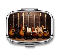 Guitar Collection Pill Case with 2 Compartment, Pill Organizer Portable Square Pill Box,Vitamin Pill Organizer for Pocket Purse and Travel
