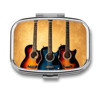 Guitar Collection Pill Case with 2 Compartment, Pill Organizer Portable Square Pill Box,Vitamin Pill Organizer for Pocket Purse and Travel