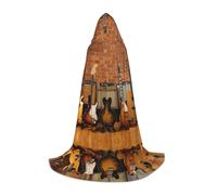 (Guitar Collection) Print Hooded Cape For Teenagers Costume Party, Halloween Hooded Cape Soft and Elastic,L