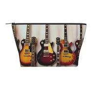 Guitar Collection Print Makeup Bag Trapezoid Travel Cosmetic Organiser Stylish Storage for Beauty & Gifts for Women Girls