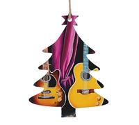 (Guitar Collection) Wooden Christmas Ornaments Set Christmas Tree Shape Holiday Hanging Decorations for Xmas Tree Gift Wrapping, 6 PCS