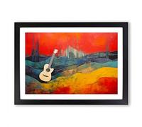 Guitar Colour Field Framed Print | A2 Black Framed Wall Art | Ready to Hang | Modern Music Picture | Living Room Bedroom Lounge Office